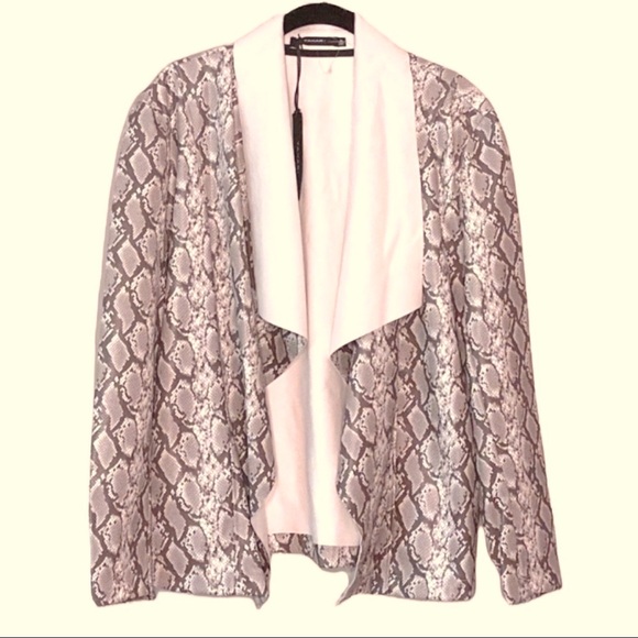 NWT SZ L Tahari leather snakeskin cardigan jacket - Picture 4 of 7